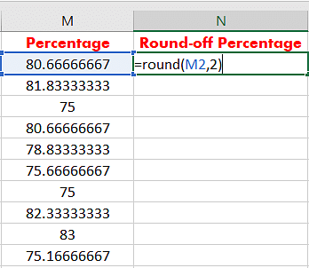 how to add round off formula in excel